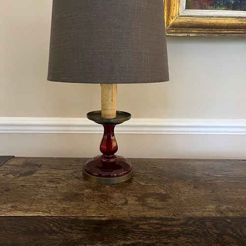 French 1930’S Red Glass Table Lamp