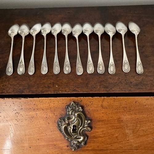 Set Of 12 Fabulous Christofle Armorial Tea Spoons 