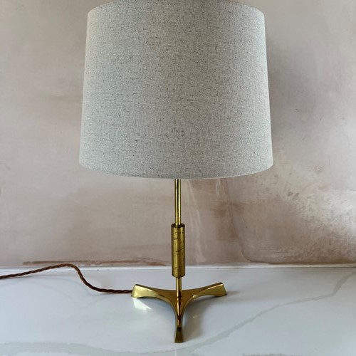 1960’s gilt metal Scandinavian vintage table lamp