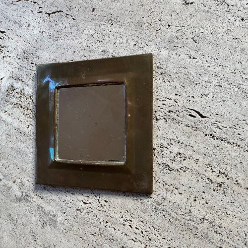 Small Square Framed Brass Mirror Moroccan 1978