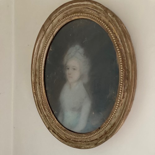 Small French 18Th Century Pastel Portrait