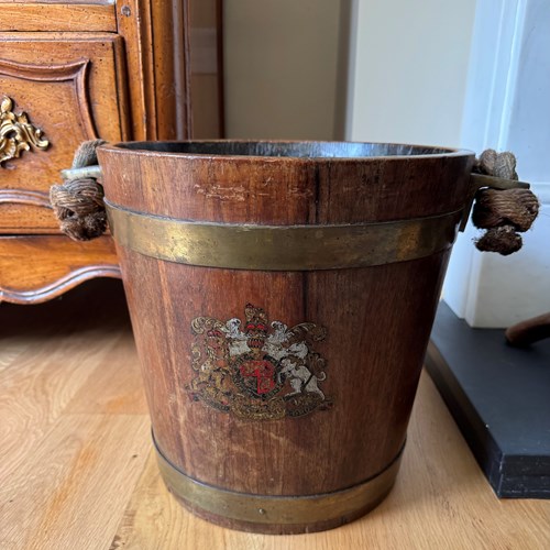 Edwardian Naval Bucket, Oak & Brass, Leather Handles, C.1900, UK