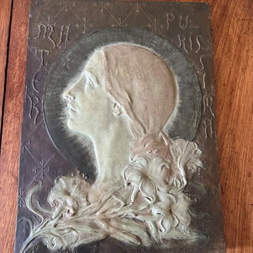 Lorenzo Bozzi Terracotta Plaque Mater Purissima C.1900