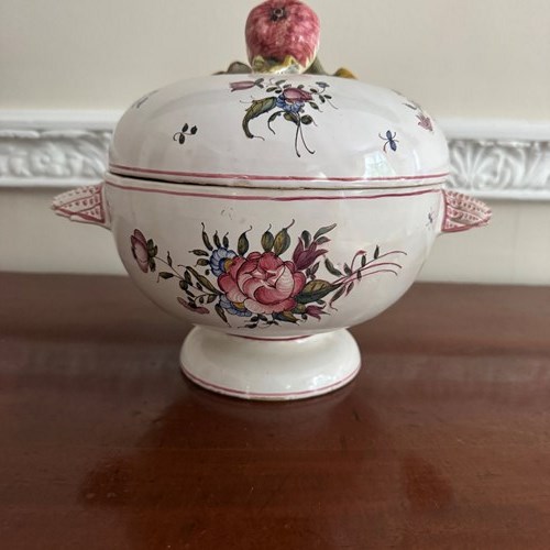 Pretty French Antique Faience Lidded Tureen
