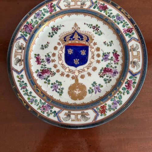 French 19Th Century Armorial Chinese Export Plate