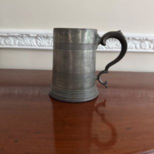 Antique Pewter Tankard With Glass B...