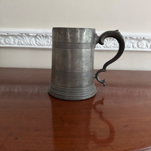 Antique Pewter Tankard With Glass Bottom