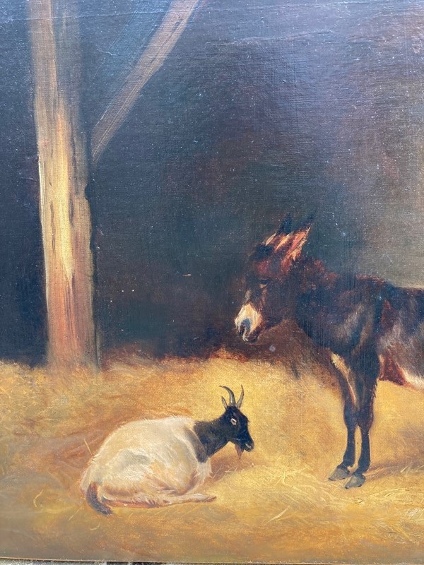 A Victorian oil painting of a Donkey and goat-paroy-img-5576-main-637831018987574157.JPG