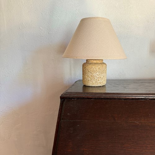 Small French 1970’S Carved Stone Lamp Style Of Albert Tormos