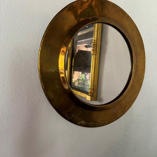 French 1970’S Brass Framed Mirror