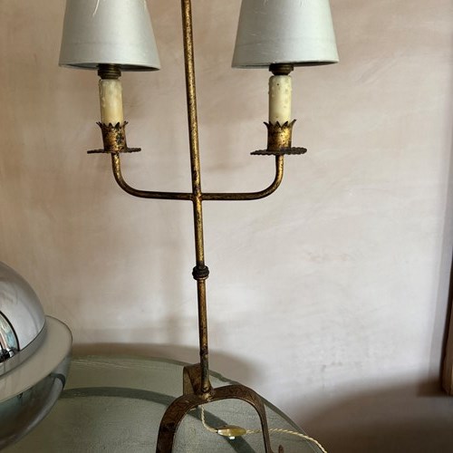 Tall Gilded Iron Spanish Lamp