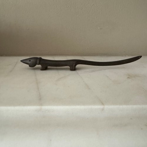 Art Deco Patinated Brass Dog  Letter Opener