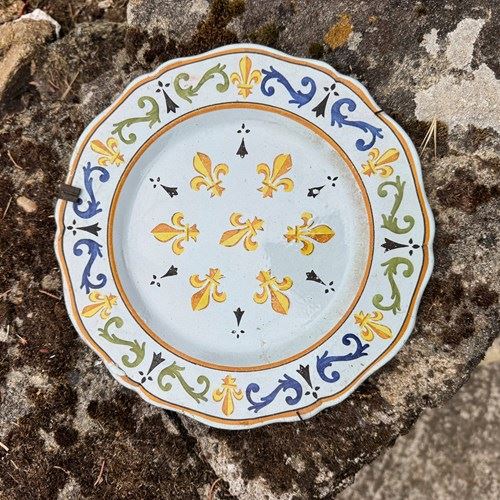 19Th Century Porquier Bleu Quimper Earthenware Plate