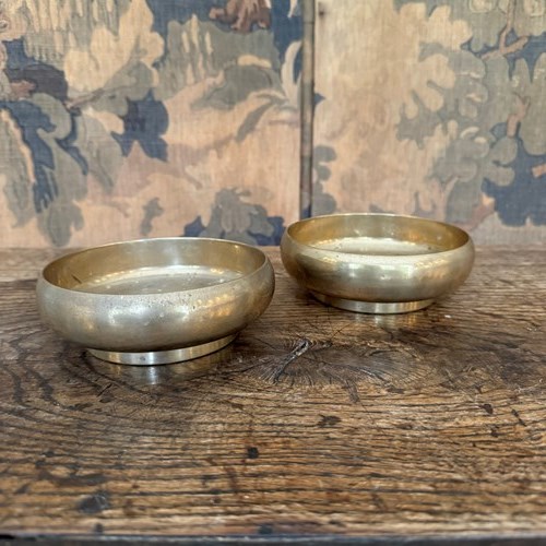 Pair Of Chinese Brass Singing Bowls