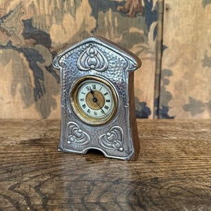 Arts & Crafts Silver Fronted Clock