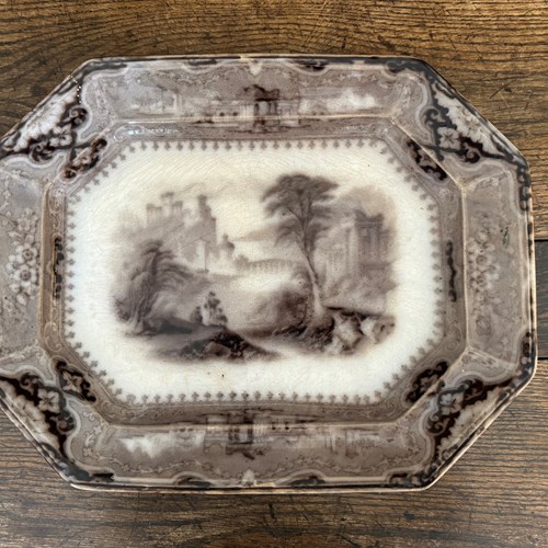 Large Transfer Printed Meat Platter Dish