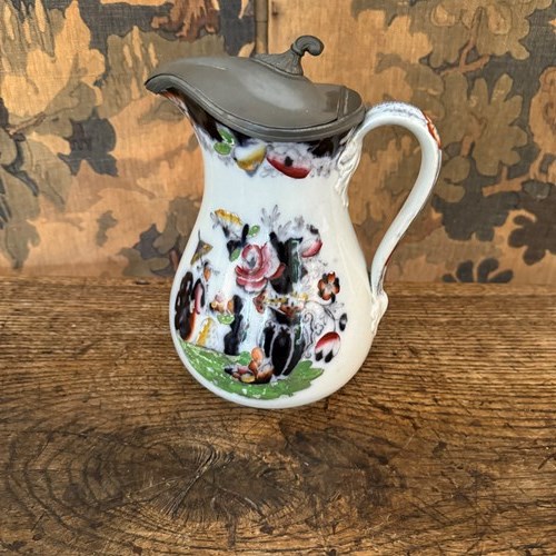 Masons Ironstone Jug With Pewter Lid