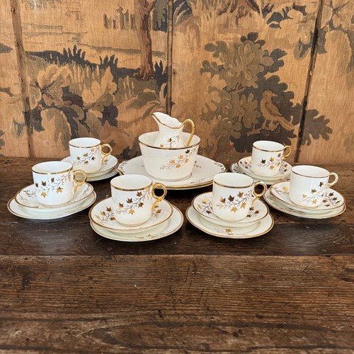 A White And Gold Porcelain Coffee Set. English C.1900’S