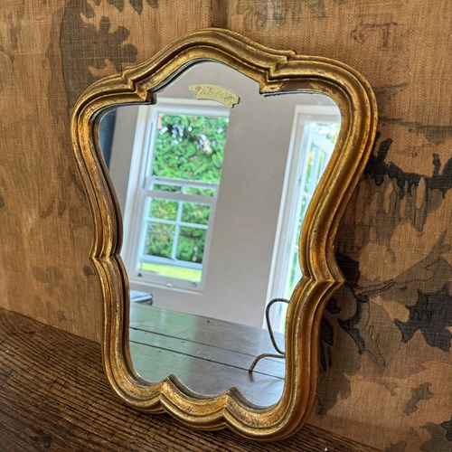 Small Gilded Wooden Shield Shaped Mirror