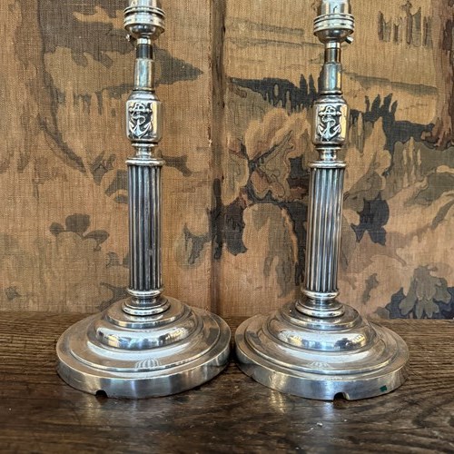 A Pair Of Edwardian Silverplate Marine Table Lamps