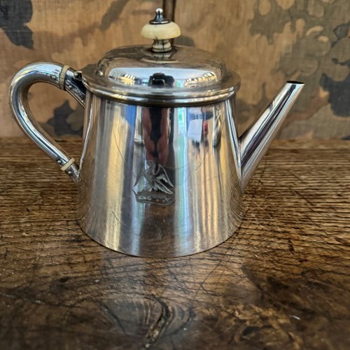 Small Silverplate Armorial Crest Coffee Pot