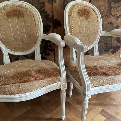 Pair Of French Louis XVI Style Bergères 