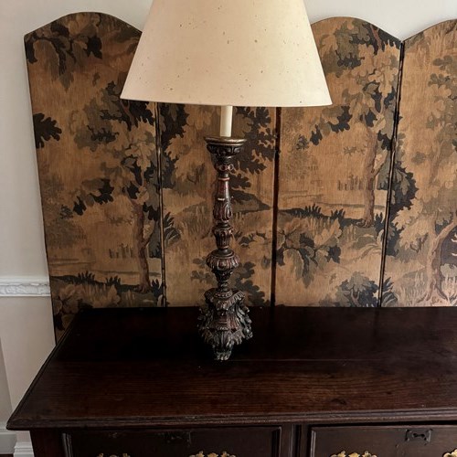 Early 19Th Century Pricket Stand Converted To A Lamp