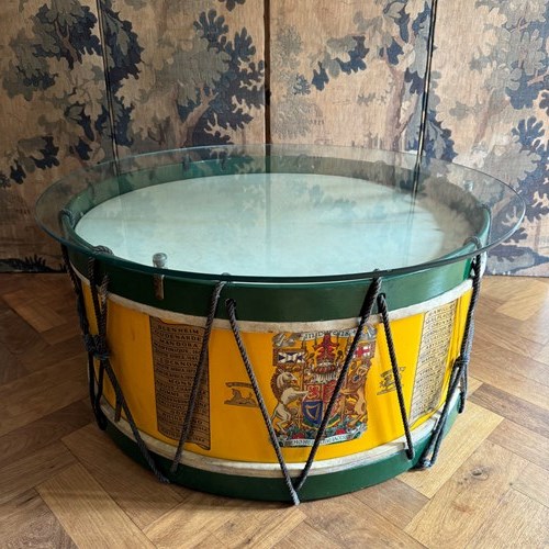 British Military Drum Converted To A Coffee Table