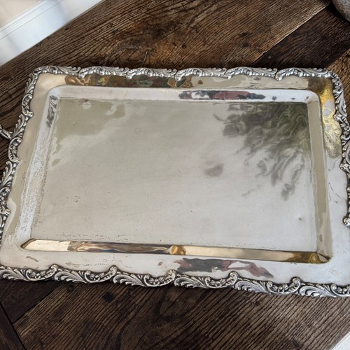 Hand-Crafted Solid Silver Tray With Handle, George IV Style, 1980S