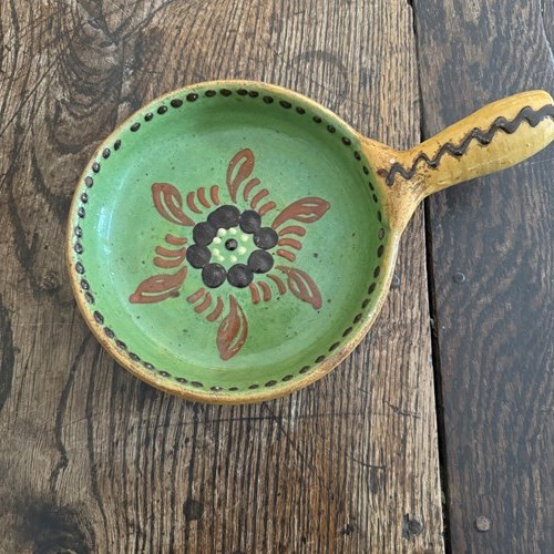 Small French 1950’S Glazed Ceramic Handled Bowl