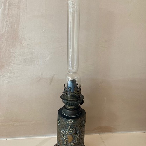 19Th Century French Oil Lamp With Original Chimney