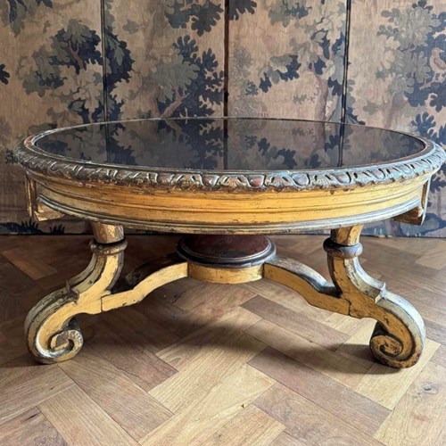 French Gilded Wood And Glass Coffee Table