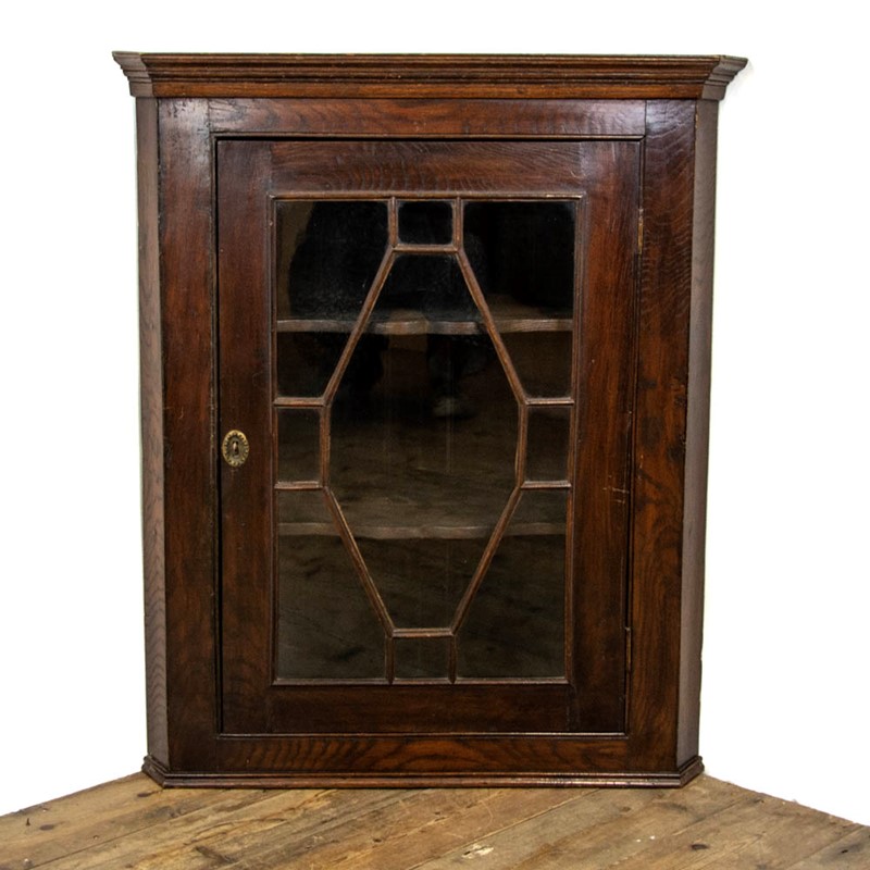 Antique Oak and Glazed Hanging Corner Cabinet-penderyn-antiques-m-3326-antique-oak-and-glazed-hanging-corner-cabinet-1-main-637958093409342981.jpg