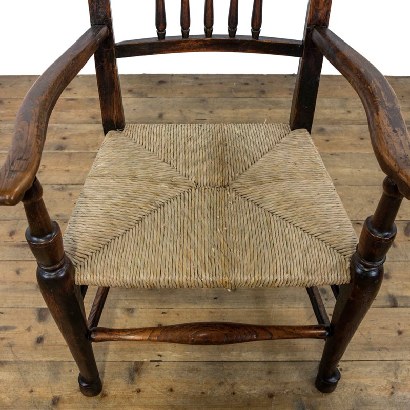Antique Elm Elbow Chair with Rush Seat-penderyn-antiques-m-3354-antique-elm-elbow-chair-with-rush-seat-4-main-637957214676053748.jpg