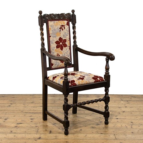 Antique Carved Oak Throne Armchair 