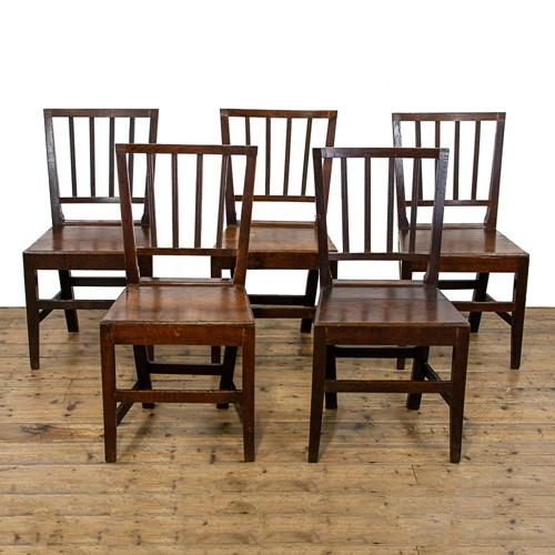 Set of Five Antique Welsh Oak Farmhouse Chairs