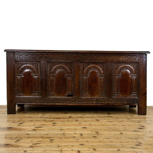 18th Century Antique Carved Oak Coffer