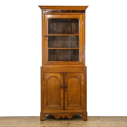Victorian Antique Welsh Oak Glazed Display Cabinet