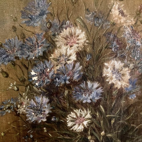 Fanny Farrer Oil On Canvas Cornflowers