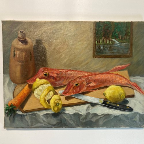 Oil on canvas, fish supper