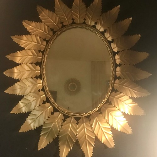 Mid century metal sunburst mirror 