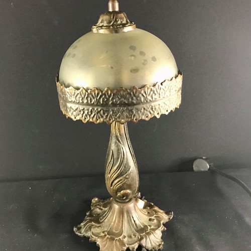 Art Deco Brass Glass Domed Lamp
