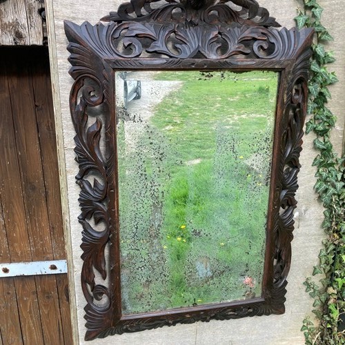 19th century wooden overmantle  mirror