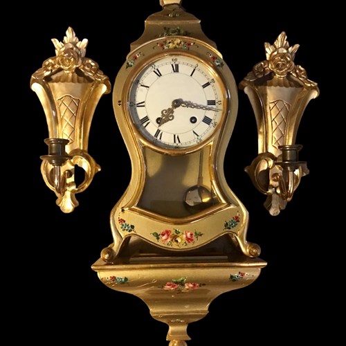Swedish Wall Clock And Sconces