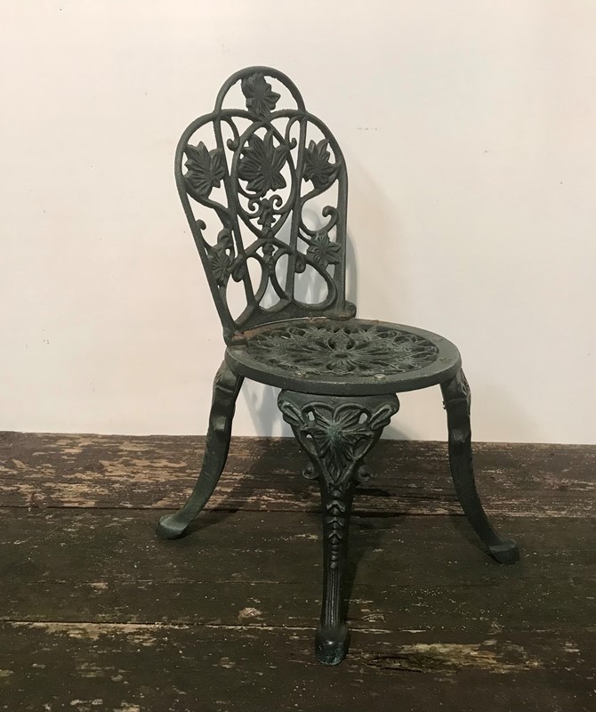 Miniature bronze garden chair-pretty-blue-floral-ae94d2f3-d9bc-4c18-9728-120eb0f7d672-main-637665556371348935.jpeg