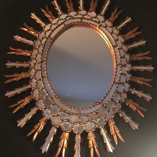 Large giltwooden framed sunburst mirror