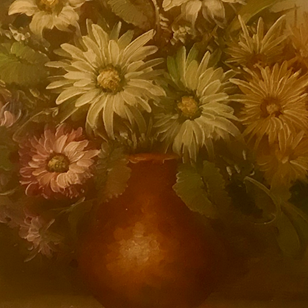 Unstreched Canvas Painting Of Flowe...