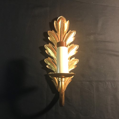 Gilt wood wired wall sconce