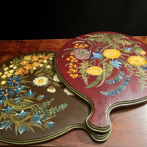 A Pair Of Hand Painted Wooden Chopping Boards