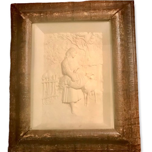 Excellent Framed High Relief Molded Picture 